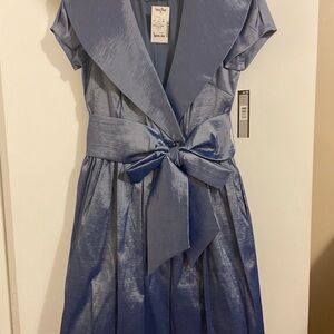 Tahari Elegant Shimmering Blue Midi Dress